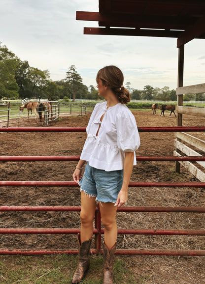 Ronnie White Bow Blouse