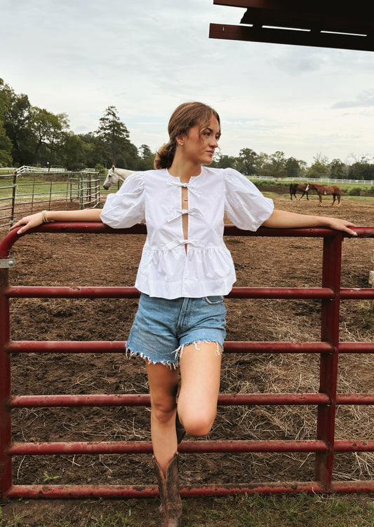 Ronnie White Bow Blouse