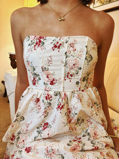 Floral Eyelet Corset Dress