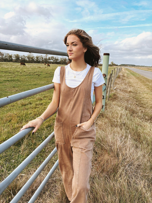 Mocha Denim Overalls