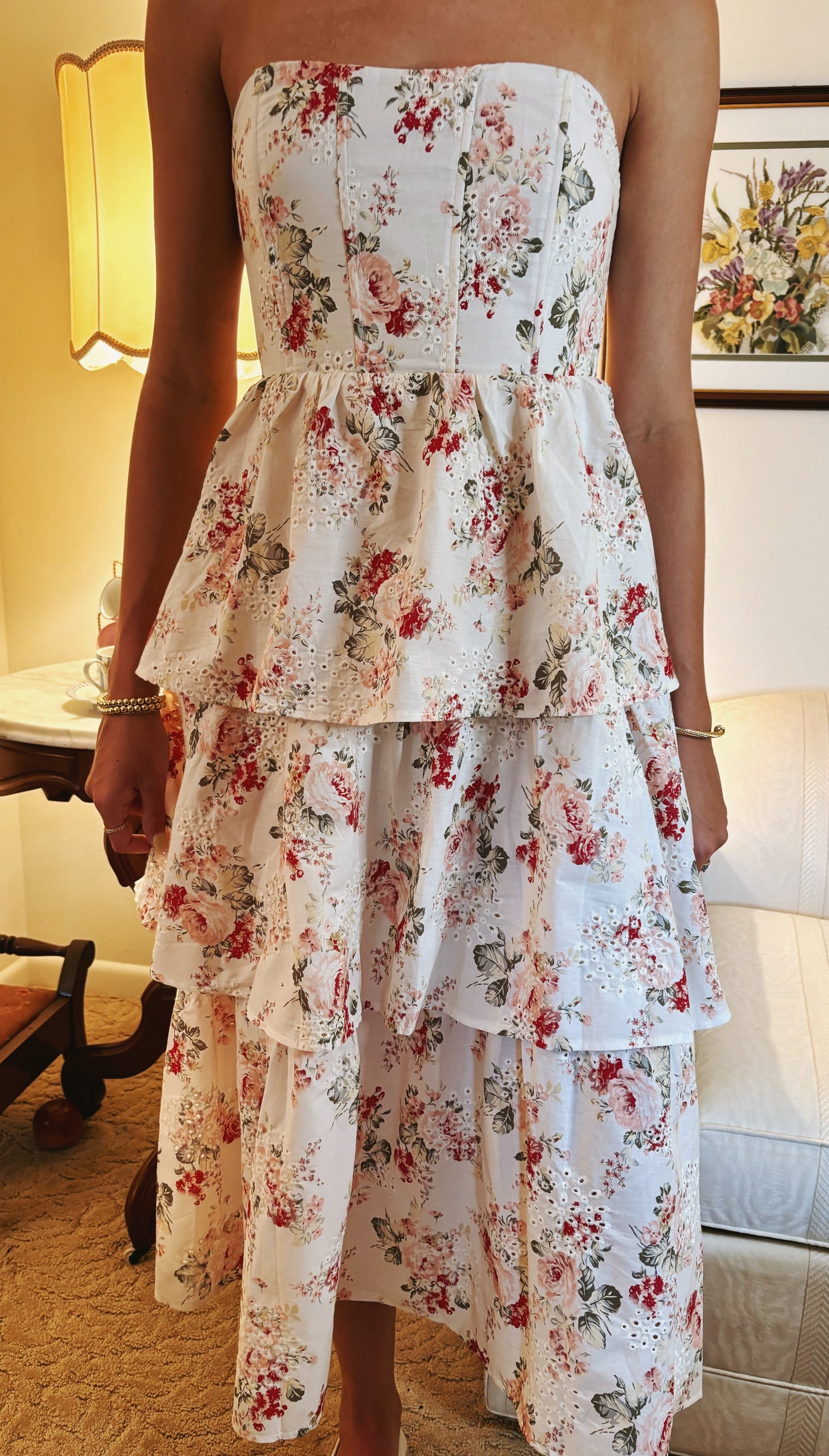 Floral Eyelet Corset Dress