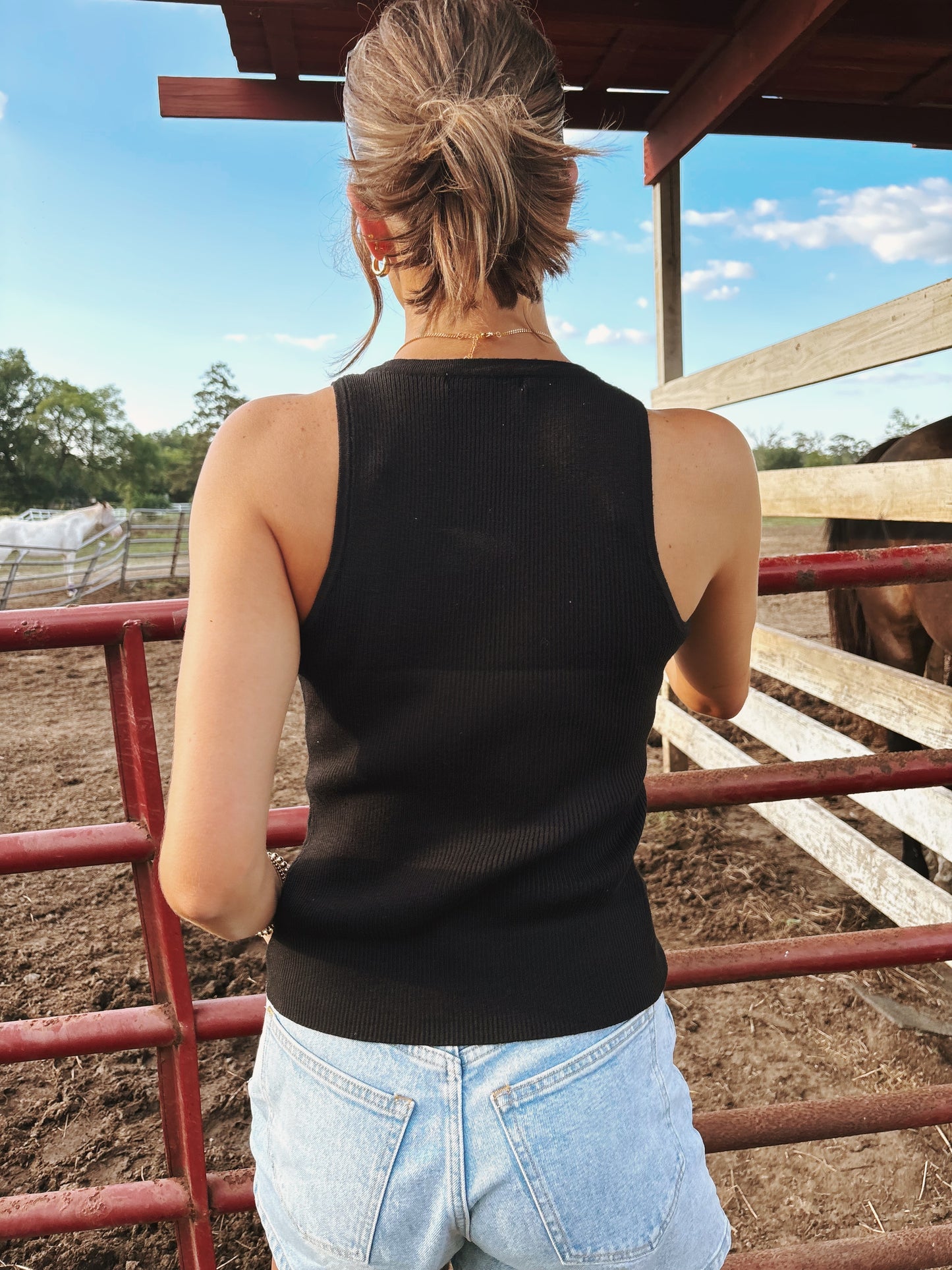 Black Button Down Tank