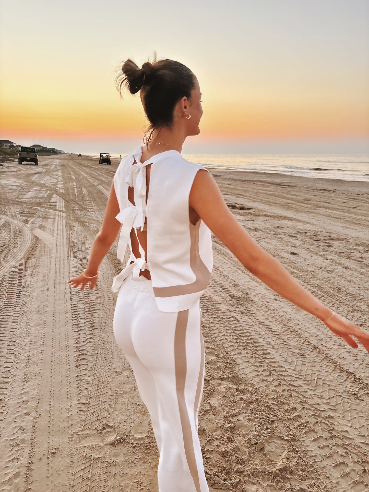 White Pant Set with Bows