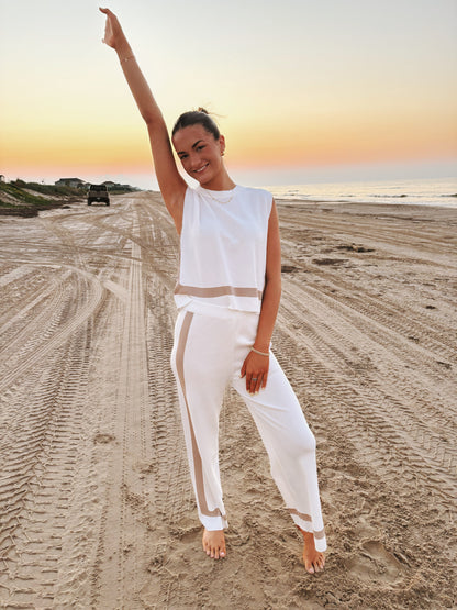 White Pant Set with Bows