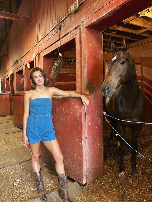 Denim Strapless Romper