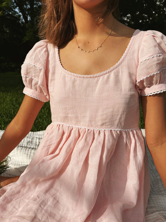 Pink Baby Doll Linen Dress