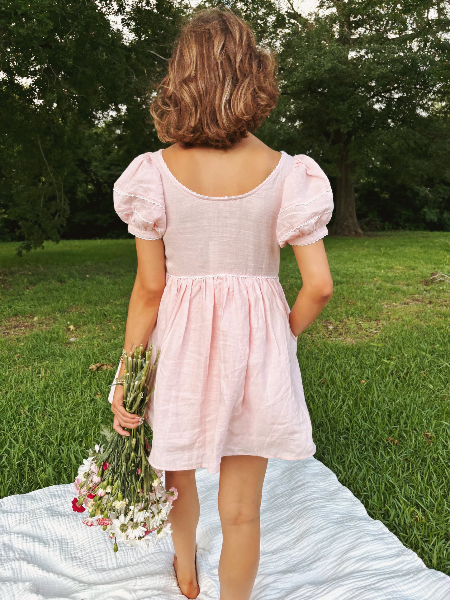 Pink Baby Doll Linen Dress