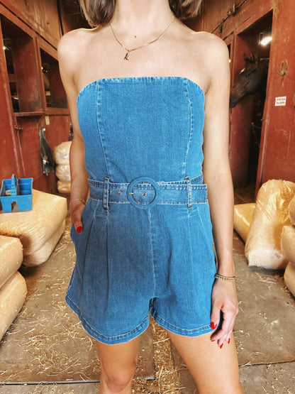 Denim Strapless Romper