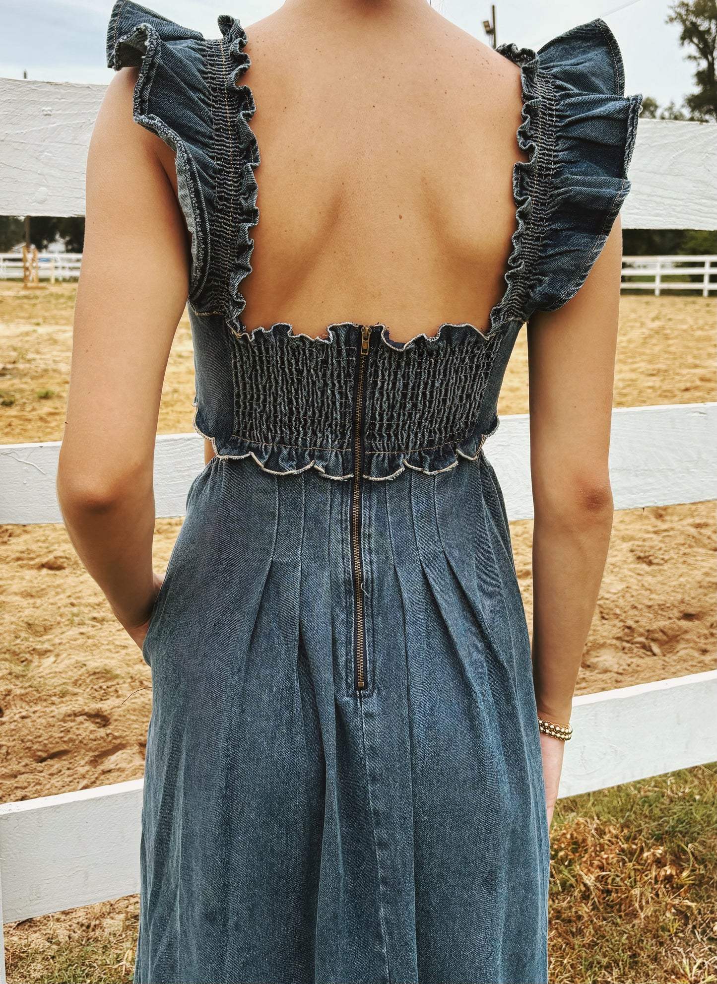 Ashton Scallop Denim Dress