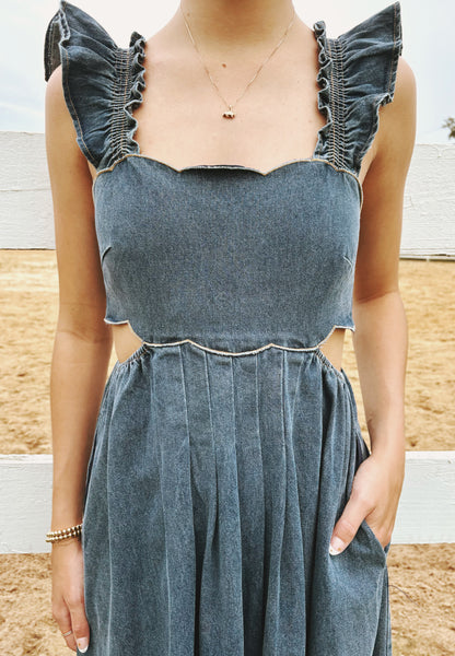 Ashton Scallop Denim Dress