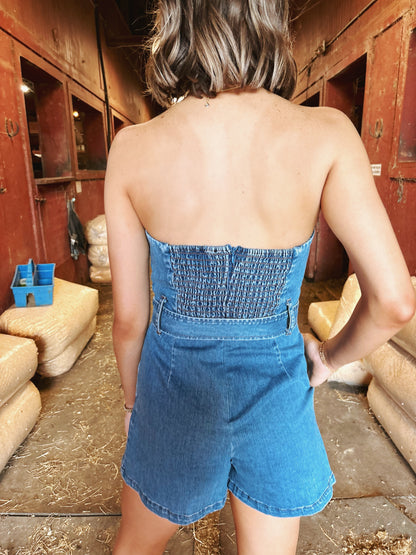 Denim Strapless Romper