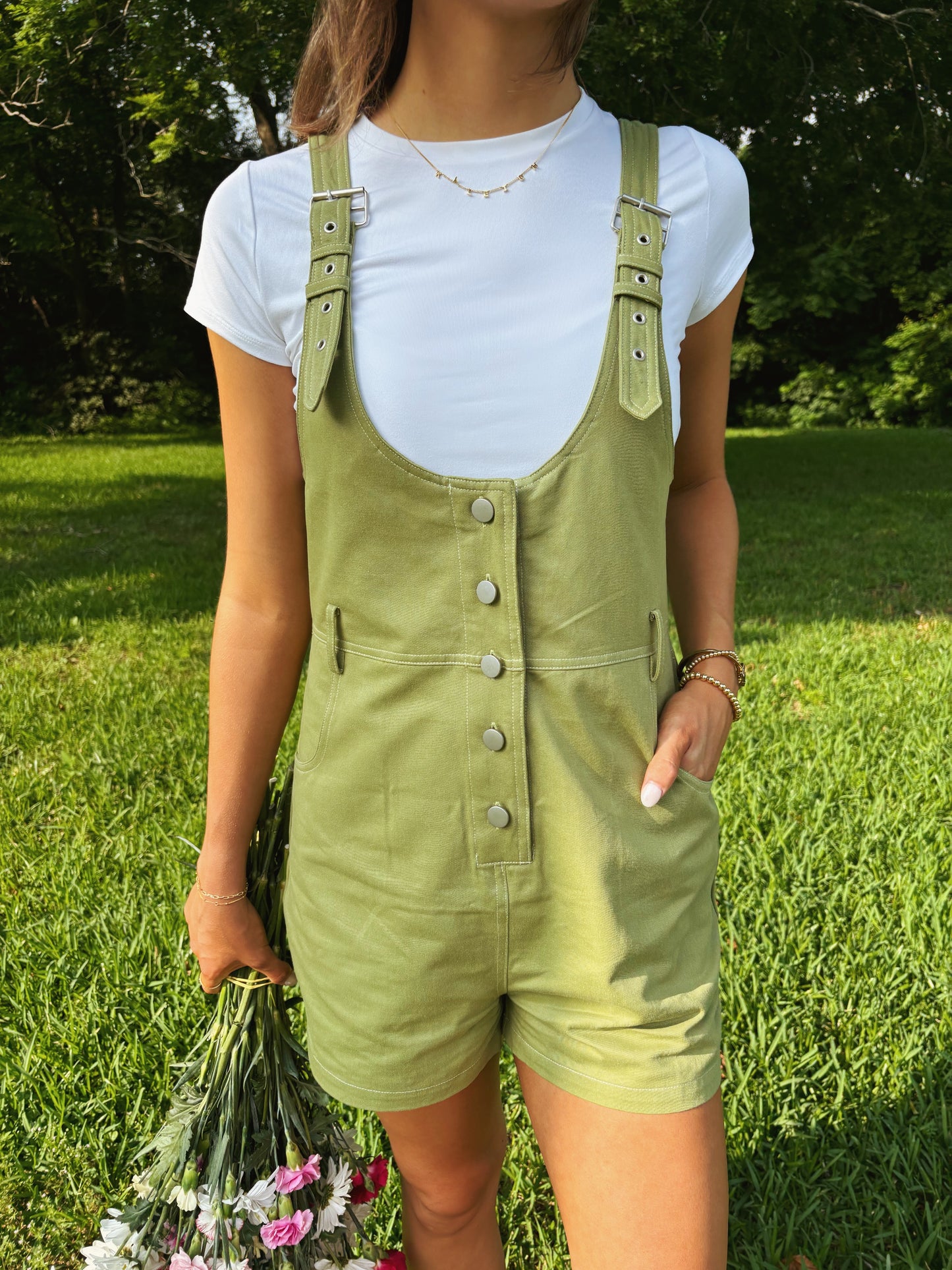 Buckle Green Romper